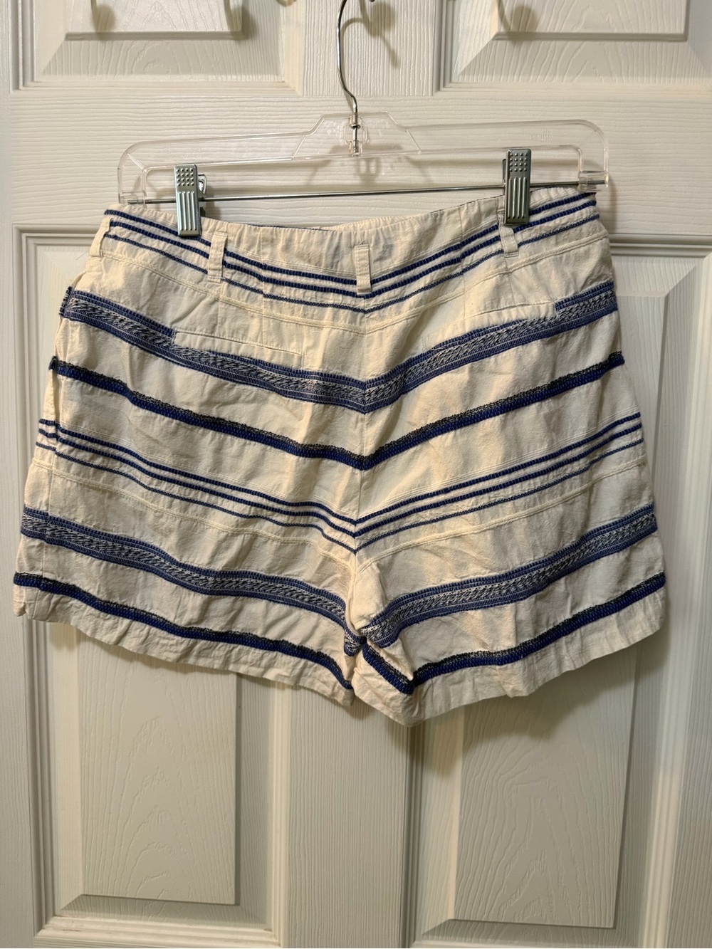 J. McLaughlin Santorini Embroidered Jacquard Blue And White Stripe Shorts Sz 2 - Picture 5 of 8
